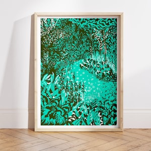 Green Garden Illustration Wall Art for Entry Hall Art Print for Kitchen Garden Art Print for Living Room Garden Wall Art for Bedroom