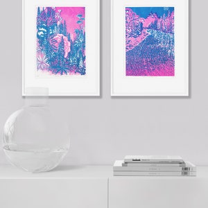 Limited Edition A4 Risograph Art Print, Signed, Lake and Mountain, Modern Illustration, Poster, Landscape, Nature, Scene, Tree, Countryside image 7