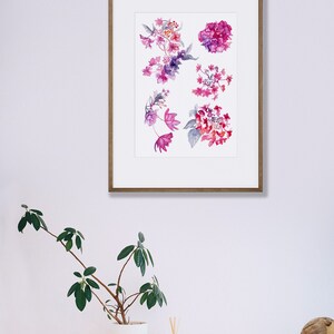 Modern Watercolour Botanical Art Print: Hydrangea Flower Study A Unframed Artwork for Home Decor and Gift. image 5