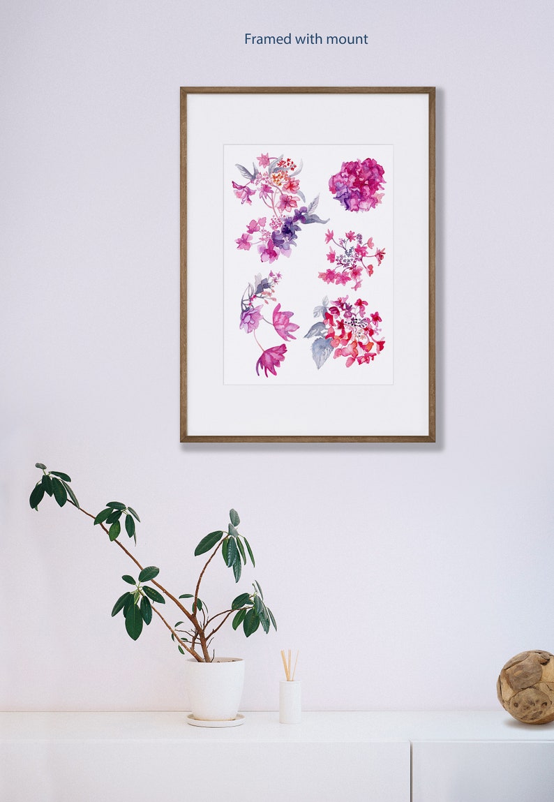 Modern Watercolour Botanical Art Print: Hydrangea Flower Study A Unframed Artwork for Home Decor and Gift. image 5