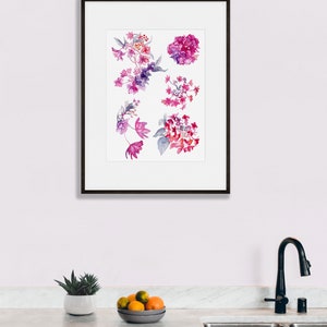 Modern Watercolour Botanical Art Print: Hydrangea Flower Study A Unframed Artwork for Home Decor and Gift. image 6