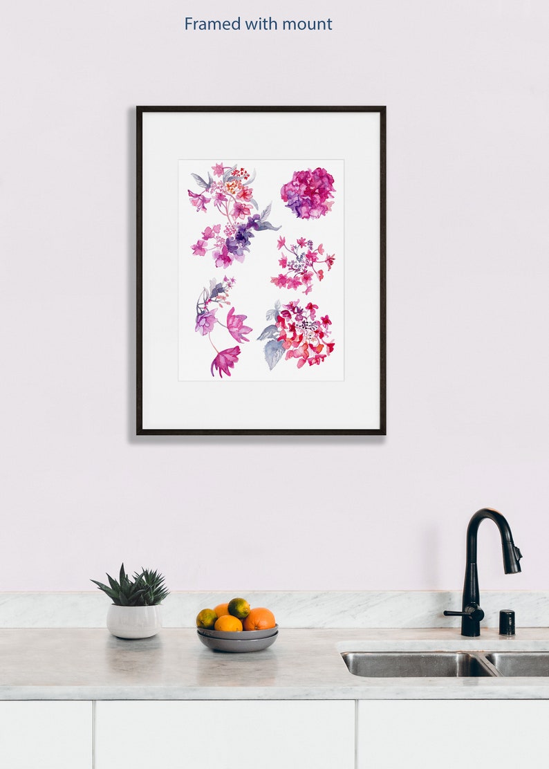 Modern Watercolour Botanical Art Print: Hydrangea Flower Study A Unframed Artwork for Home Decor and Gift. image 6