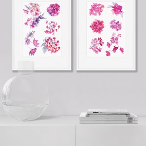 Modern Watercolour Botanical Art Print: Hydrangea Flower Study A Unframed Artwork for Home Decor and Gift. image 8