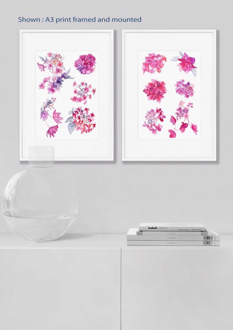 Modern Watercolour Botanical Art Print: Hydrangea Flower Study A Unframed Artwork for Home Decor and Gift. image 8