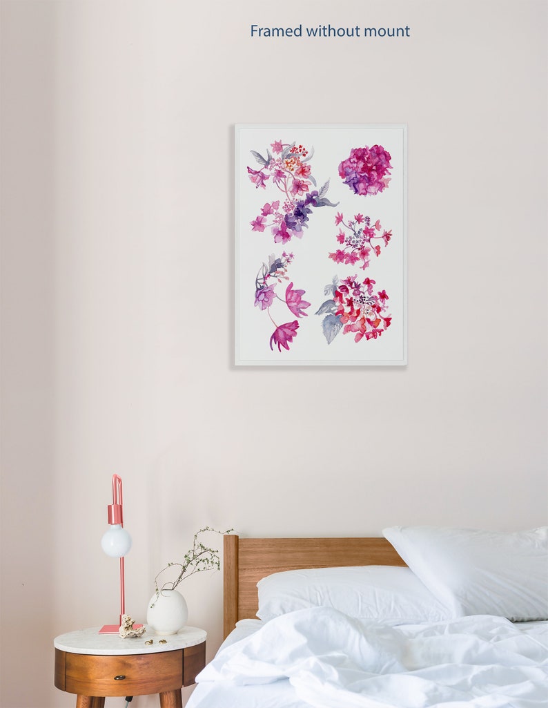 Modern Watercolour Botanical Art Print: Hydrangea Flower Study A Unframed Artwork for Home Decor and Gift. image 7