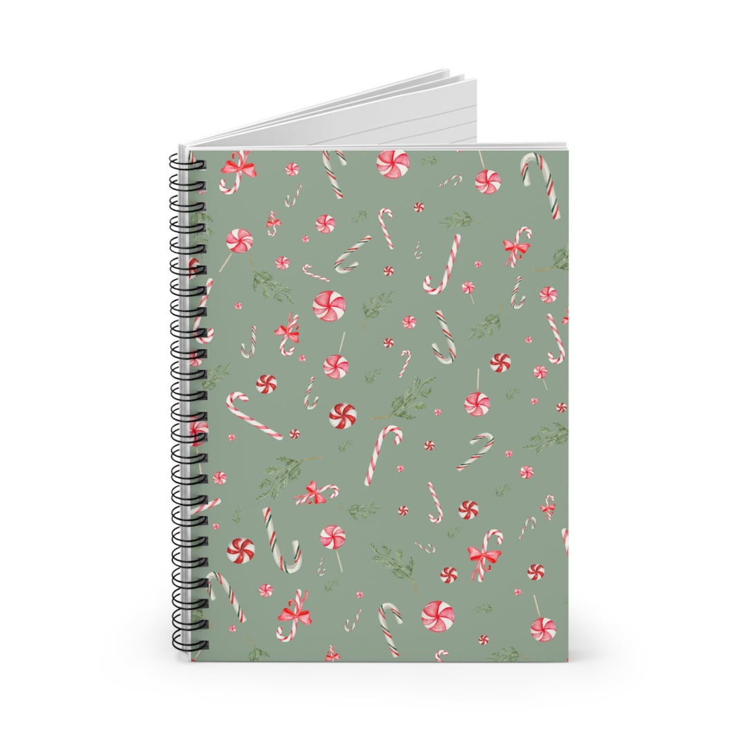 Green and Red Peppermint Christmas Tree Planning Journal Notebook
