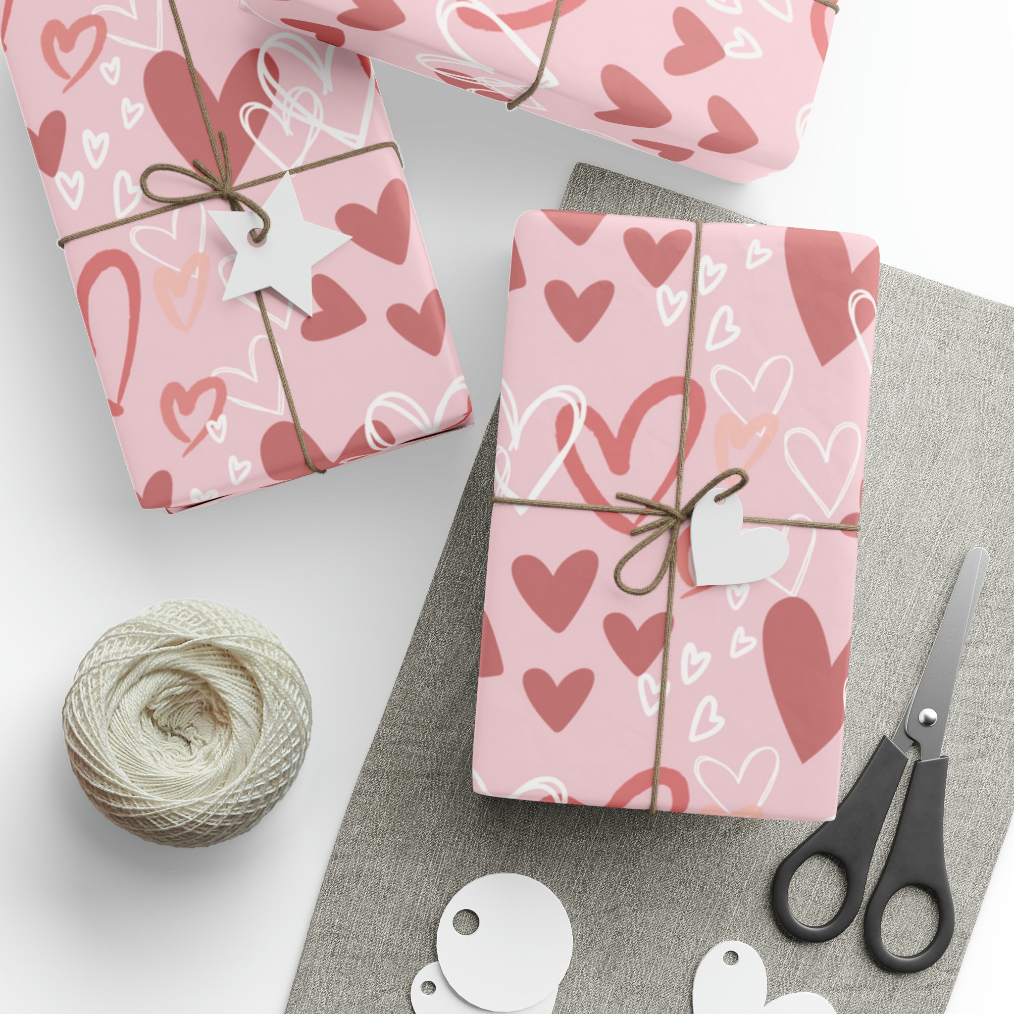 Valentine Hearts Printable Gift Wrapping Paper or Book Cover 