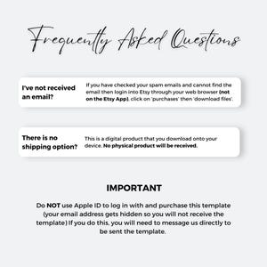 Puede incluir: Imagen con preguntas frecuentes sobre productos digitales. Fondo blanco con texto negro. Responde dudas sobre correos electr&oacute;nicos y la ausencia de env&iacute;o f&iacute;sico.