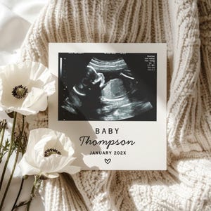 Minimalistische neutrale Schwangerschaftsankündigungsvorlage | Moderne Baby offenbaren | Digital Social Media Reveal | Ideen für geschlechtsneutrale Ankündigungen