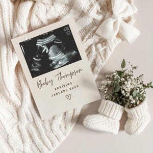 Pregnancy Announcement Template Editable | Digital Baby Announcement Card | Instant Download Social Media Pregnancy Reveal | Modern Neutral
