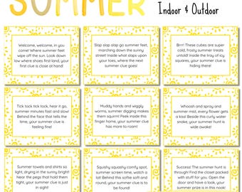 Summer Scavenger Hunt Printable | Kids Treasure Hunt Clue Cards | Indoor Outdoor Games | Summer Activity for Kids | Instant Download