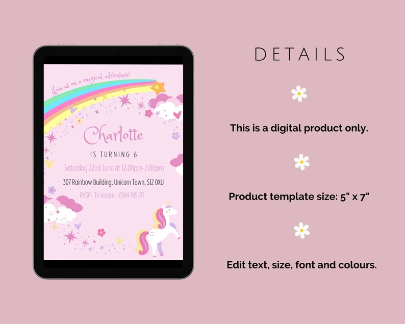 Unicorn Birthday Invitation Printable Rainbow Party Invitation Text unicorn-birthday-invitation-printable-rainbow-party-invitation-text