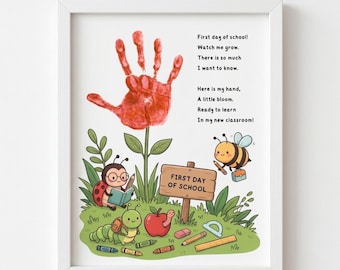 First Day of School Handprint Craft 2026, Watch Me Grow Poem Art, Back to School Preschool Keepsake, Kindergarten Classroom Activity DIY