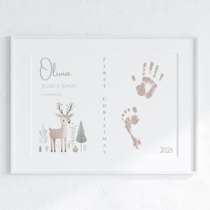 Babys erstes Weihnachtsfest, Handabdruck und Fußabdruck-Andenken | Personalisierte Urlaub Handwerk Download | Schätzchen 1.Weihnachten