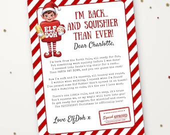 Elf Return Letter Printable, Squishy Elf I'm Back Letter, Elf Arrival Letter, Christmas Squishy, Elf Welcome Back Letter, Instant Download