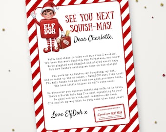 Elf Goodbye Letter Printable, Squishy Elf Last Day Letter, Elf Leaving Letter, Christmas Eve Elf Farewell Letter, Christmas Squishy