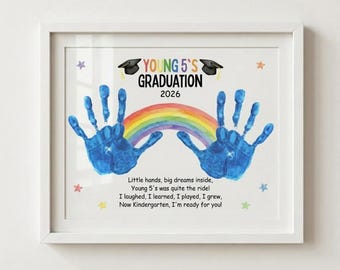 Young 5s Graduation Handprint Art 2026, Y5 Graduation Craft Printable, Kindergarten Ready Poem, DIY Memory Keepsake, End of Year Activity