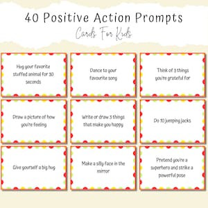 Cartes d'action positive pour enfants à imprimer | Activités pour remonter le moral | Aide-mémoire pour l'estime de soi | Cartes en pot positives | Outils de régulation émotionnelle