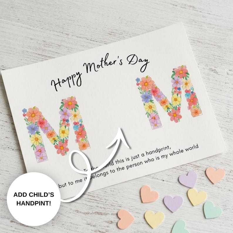 Mothers Day Handprint Art Craft, Floral Mom DIY Printable Gift From ...