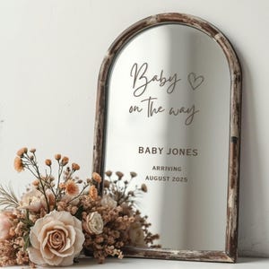 Minimalist Mirror Pregnancy Announcement Digital Template | Neutral Baby Announcement | Social Media Pregnancy Reveal | Baby On The Way