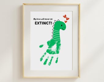 Dinosaur Handprint Art Printable | Valentine's Day Craft | Kids Activity Print | Teacher Classroom Activities | Instant Download