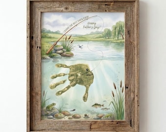 Fathers Day Fishing Handprint Craft | Papa Printable Gift From Kids | DIY Fish Art Keepsake Card from Toddler
