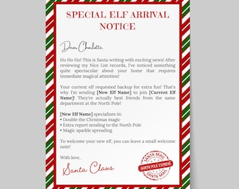 New Elf Arrival Announcement Printable | Second Elf Introduction | Multiple Elf Letter | Adding Another Elf | Editable Letter From Santa