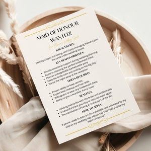 carte de vœux imprimable pour demoiselle d'honneur | Description du poste de demoiselle d'honneur | Invitation de demoiselle d'honneur | Téléchargement instantané | Fête de mariage Demander