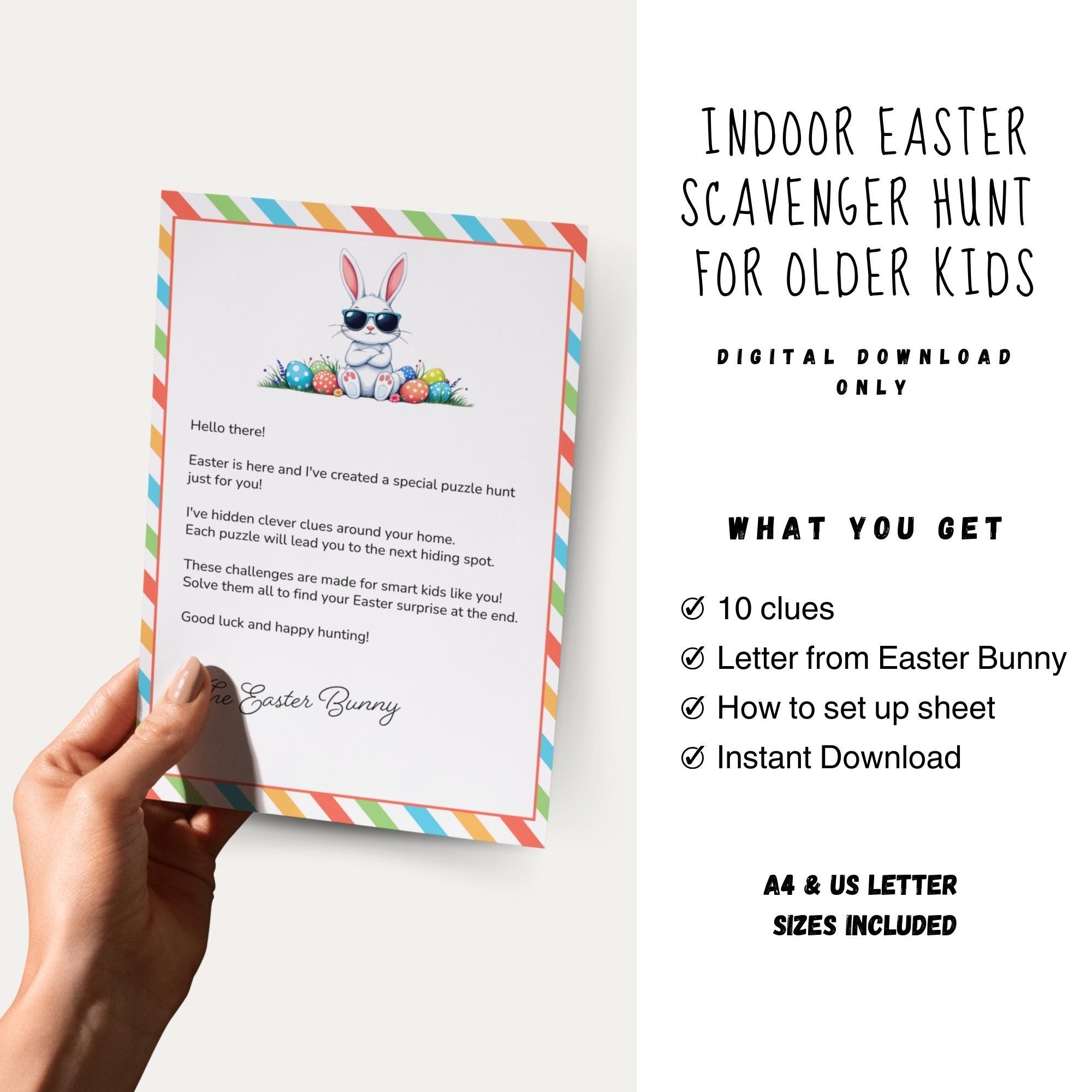 Easter Scavenger Hunt for Teens | Printable Indoor Treasure Hunt Clues ...