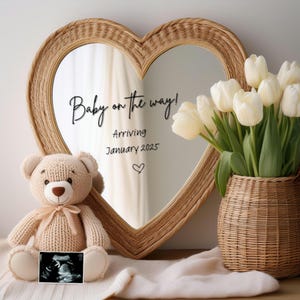 Mirror Pregnancy Reveal Digital | Baby Announcement Social Media Template | Baby On The Way | Instant Download | Gender Neutral Baby