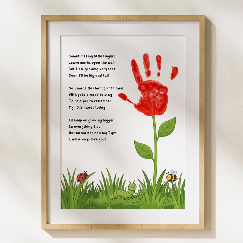 Mothers Day Handprint Craft Printable, Handprint Flower Poem Art, DIY ...