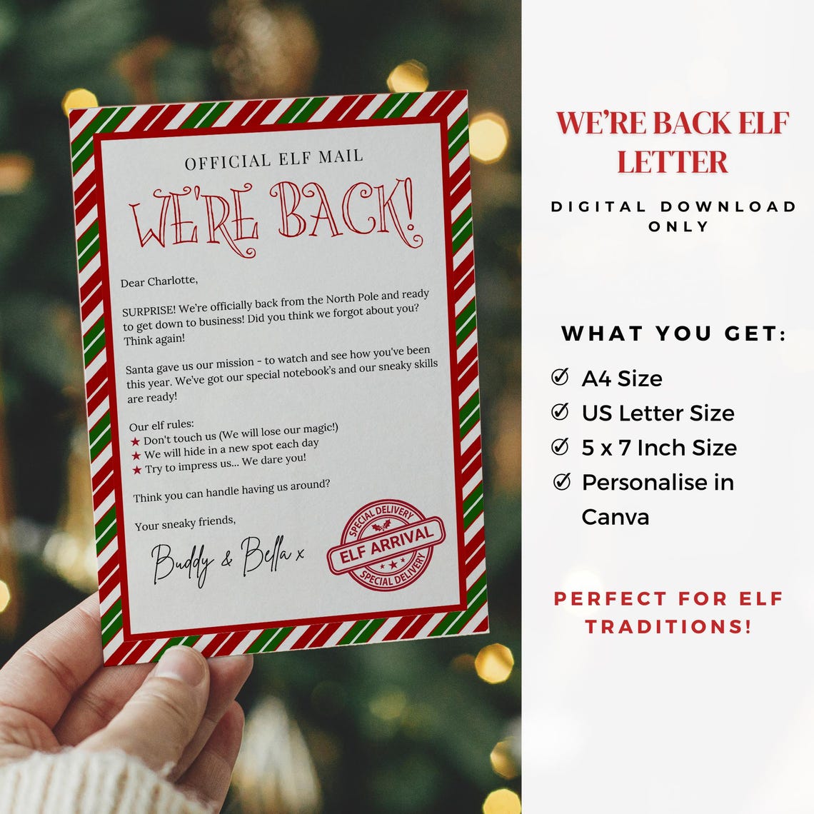Personalized Elves Return Letter Template: Editable Christmas Elf ...