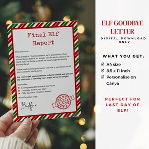 Printable Elf Goodbye Letter | Final Elf Report | Last Day Elf Note ...