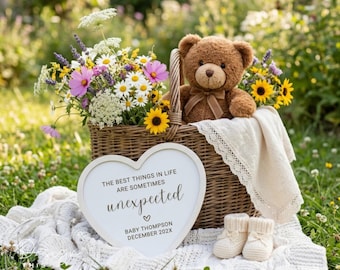 Summer Pregnancy Announcement | Unexpected Baby Reveal | Without Ultrasound | Editable Canva Template | Wildflower Social Media Reveal