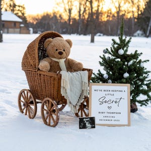 Weihnachten Digitale Schwangerschaftansage | Aufgrund im Dezember Babymitteilung | Neutral Schwangerschaft offenbaren | Social Media Baby Reveal Vorlage
