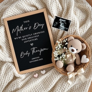 Mother&#39;s Day Pregnancy Announcement Template | Modern Baby Reveal | Digital Social Media Reveal | Neutral Baby Announcement Ideas