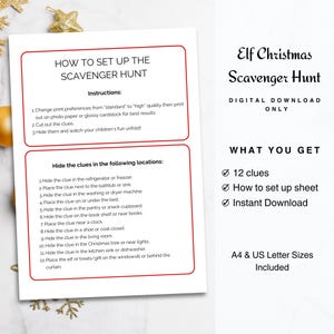 Elf Scavenger Hunt Printable | Christmas Treasure Hunt | Elf Games ...