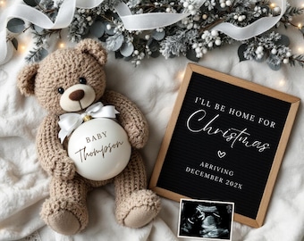 Christmas Pregnancy Announcement | Due In December Baby Announcement | Digital Pregnancy Reveal | Social Media Baby Reveal Template