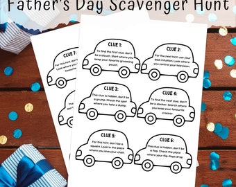 Father's Day Scavenger Hunt: Printable Treasure Hunt Game (Instant Download)