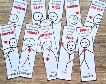 Valentine Kids Bookmarks Printable | Funny Classroom Valentine Cards | Digital Download | School Valentine's Day Bookmark Pack