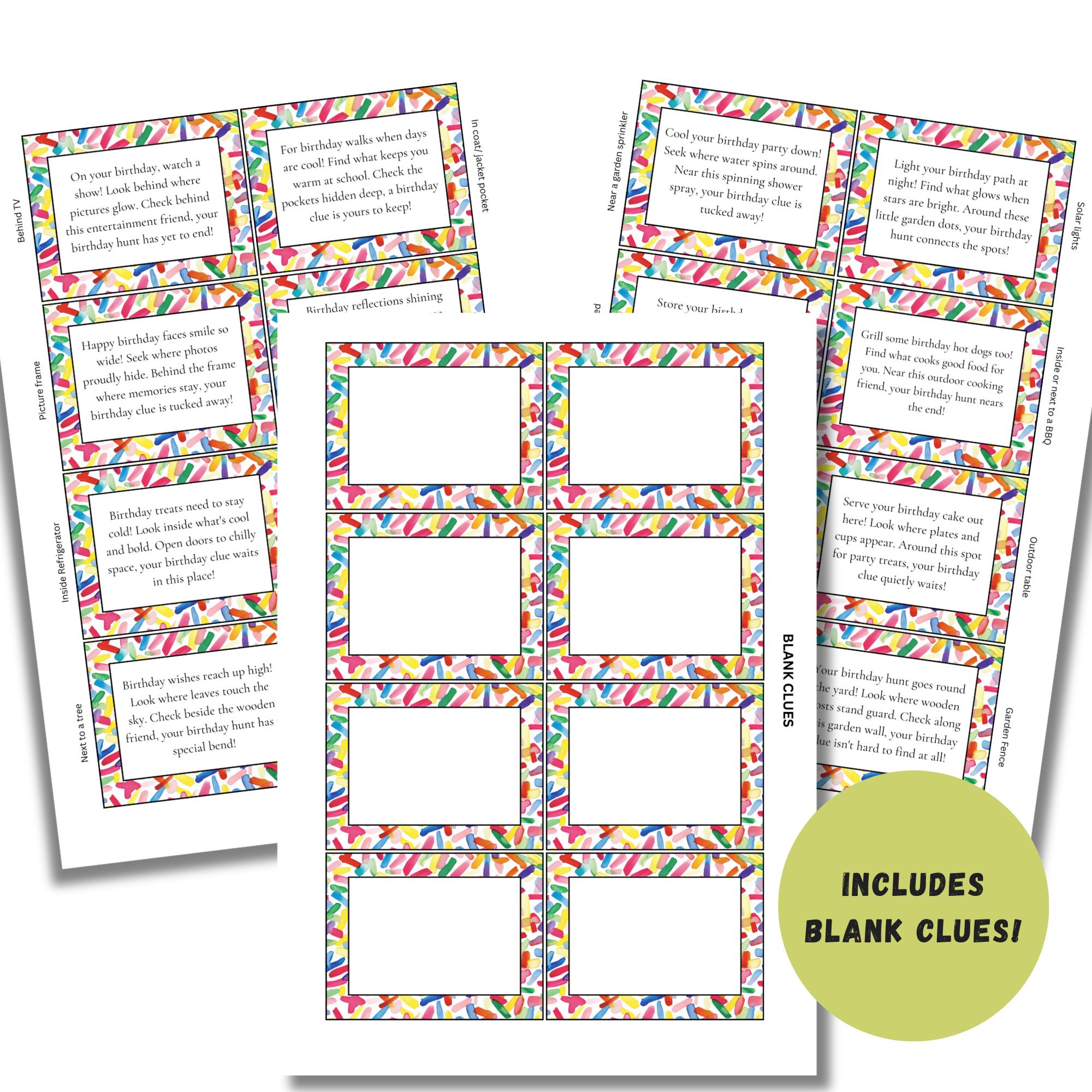 Printable Birthday Scavenger Hunt for Kids | Indoor & Outdoor Treasure ...