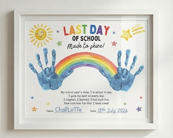 Last Day of School Handprint Craft, End of Year Memory Keepsake, Made To Shine Art Printable, Kindergarten Preschool Handprint Poem Activity