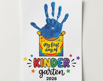 First Day of Kindergarten Handprint Craft 2026, Back to School Handprint Art Printable, First Day of School Keepsake, Instant Download