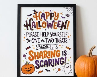 Printable Please Take One Halloween Sign, Trick or Treat Candy Bowl Instant Download, Out Trick or Treating Leave Treats Outside Poster