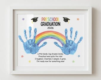 Preschool Graduation Handprint Art 2026, Moving Up Ceremony Craft Printable, End of Year Activity, DIY Keepsake Gift, Nursery School Memory
