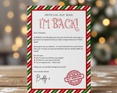 Personalized Elf Return Letter Template | Printable Elf Arrival Letter | Instant Download | Elf Note | I'm Back Elf | Elf Ideas