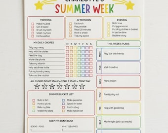 Kids Summer Planner 2026 | Summer Chore Chart for Kids | Editable Canva Template | Kids Weekly Routine Printable | Summer Schedule for Kids