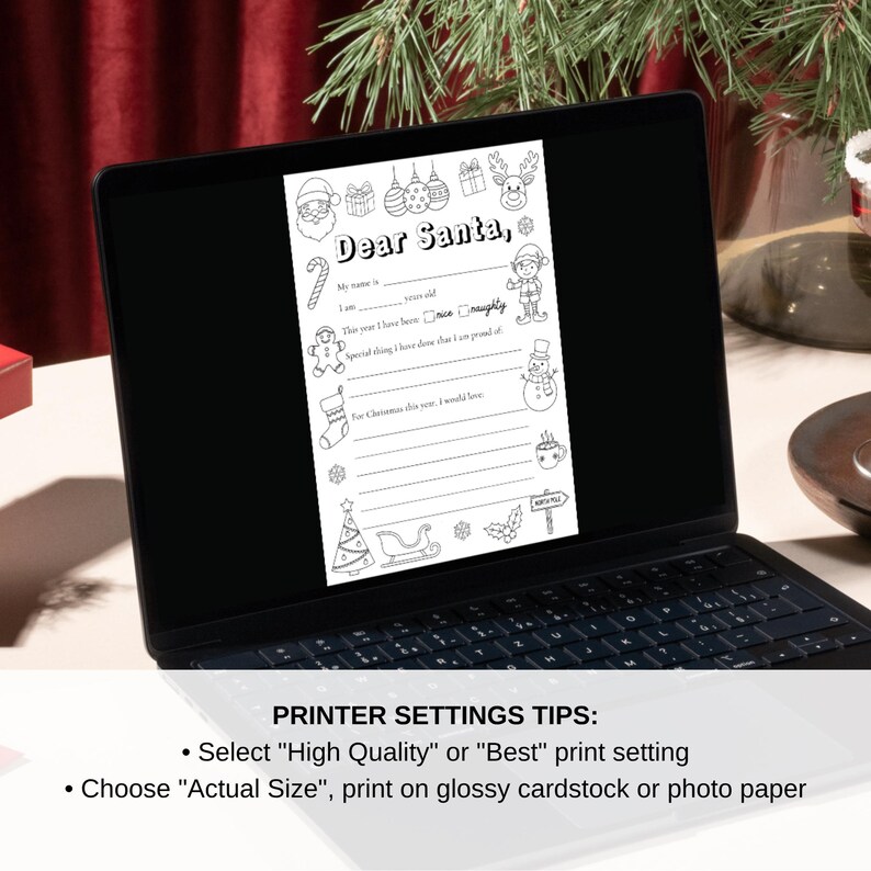 Letter to Santa Printable Coloring Page | Kids Christmas Wish List ...