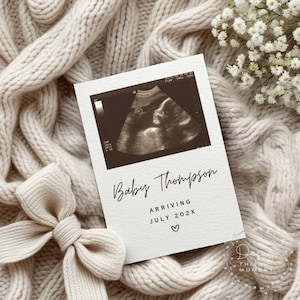 Minimalistyczny szablon ogłoszenia o ciąży | Nowoczesne ogłoszenie o dziecku | Cyfrowe ogłoszenie w mediach społecznościowych | Neutralne pomysły na ogłoszenie o dziecku