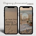 Beach Pregnancy Announcement Video Template | Digital Coastal Baby Reveal for Social Media | Summer Mirror Neutral Baby Reel Canva Editable